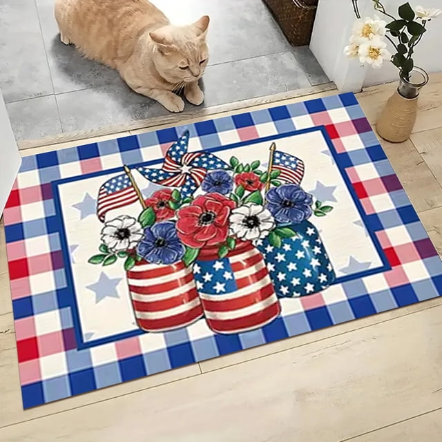 Cqxid Carpet Under $10 4th Of July Door Mat Patriotic Doormat Entryway Rug Welcome Independence Day Doormat Stain And Fade Patriotic Decor Welcome Outdoor Mat Decorative For Home