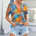 thumbnail image 5 of PNTUTB Summer Trend Women's Versatile Fashion Printed Casual V Neck Short Sleeve Loose Comfortable T Shirt, 5 of 6