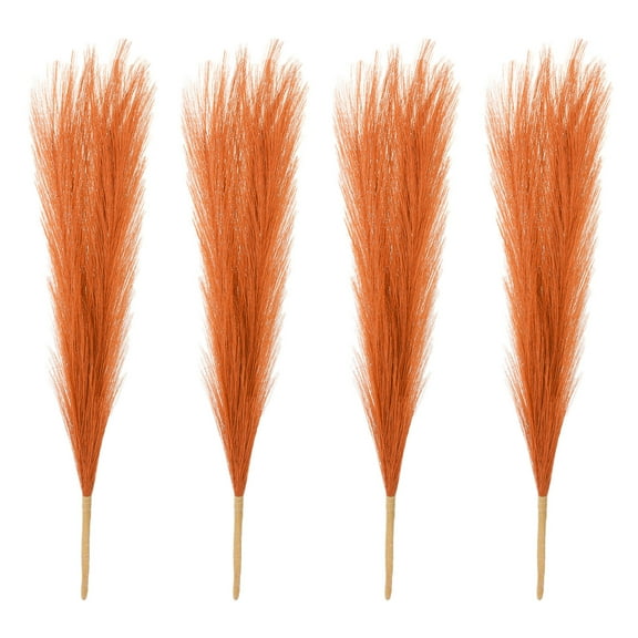 4 Pcs 17 Inch Faux Pampas Grass Artificial Boho Decor Home Orange