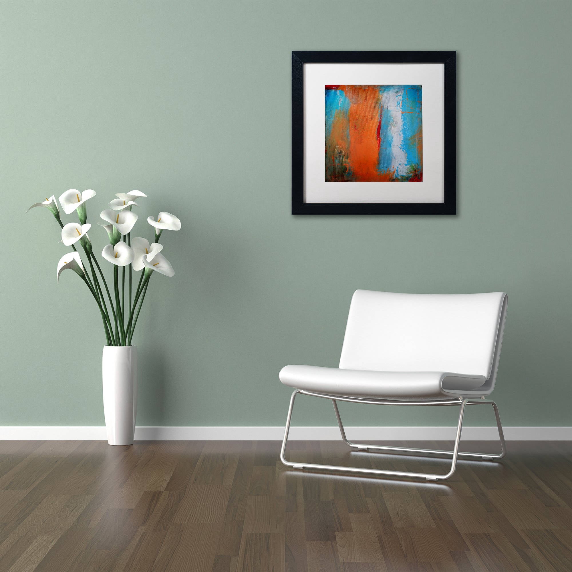 Trademark Fine Art "Orange Swatch" Canvas Art by Nicole Dietz White Matte, Black Frame