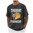 thumbnail image 2 of Mens T Shirts Taco Cat Printed Casual Short Sleeve Graphic Tees Soft Loose Lightweight Fit Comfortable Crew Neck Mens Shirts Dark Gray L, 2 of 5