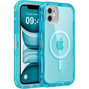 For iPhone 11 Magsafe Case, Transparent Phone Case Compatible with MagSafe, Triple Layer Magnetic Charging Case, Heavy Duty Shockproof and Drop-Proof Phone Case, Crystal Blue