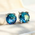 thumbnail image 2 of Gorgeous Sterling Silver Tourmaline Earrings - 925 Silver, Multi-Color, Anti-Allergy, 678 Mm Round Single Gem Earrings for Women & Teenagers, 2 of 4