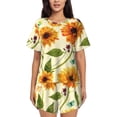 thumbnail image 1 of Fotbe Sunflowers And Butterflies Conjunto de Pijama Estampado para Mujer, 2 Piezas, Ropa de Dormir con Camiseta de Manga Corta y Shorts Suaves-Large, 1 of 6