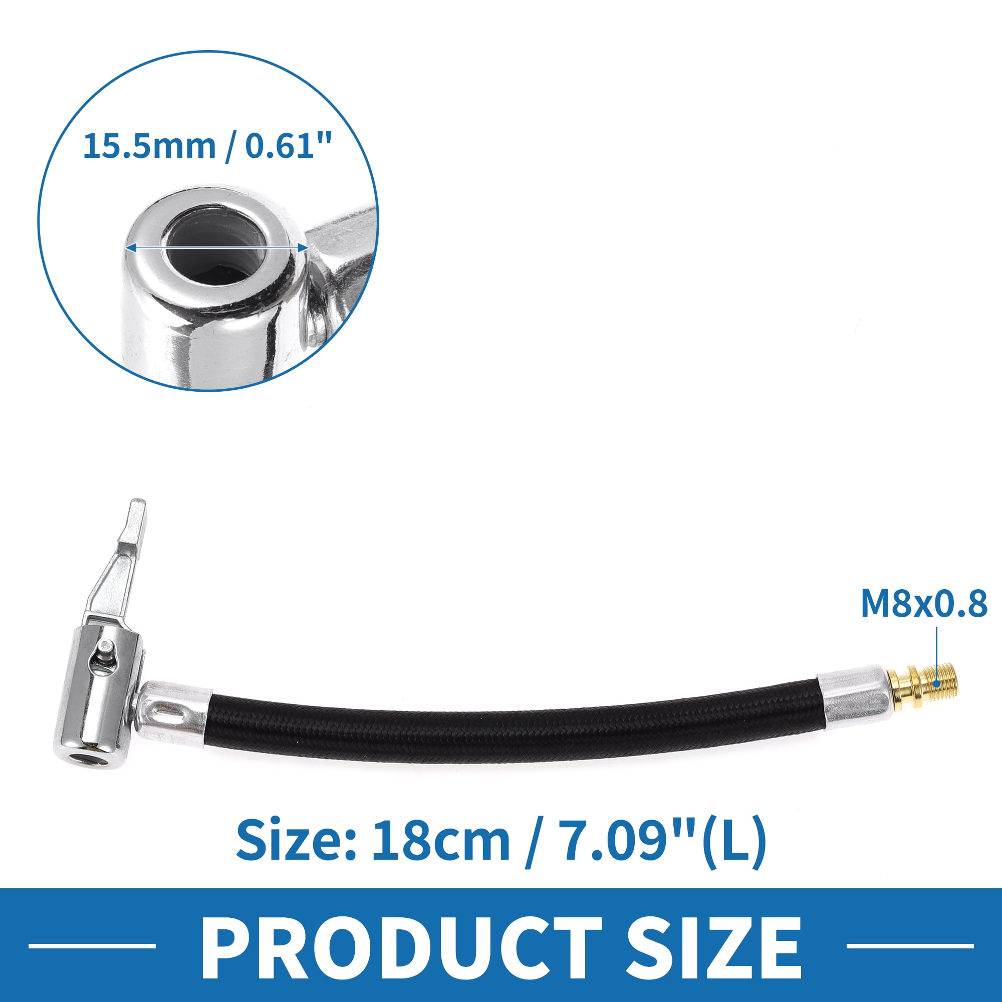 Unique Bargains Durable 7.09inch Tire Inflator Extension Tube with Thread Adapter Nylon