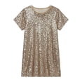 thumbnail image 2 of LYHaoo Sparkling Sequin Party Dress For Girls Elegant Glittering Beaded Gown For And Celebrations，Girls A-Line Dresses Sizes 9-10 Years Beige, 2 of 5