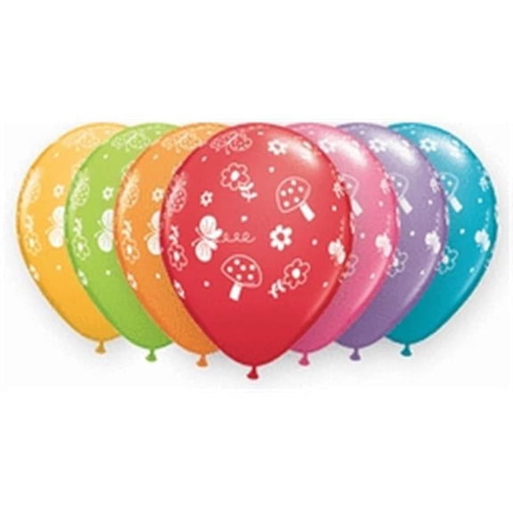 Qualatex 78138 11 in. Garden & Butterflies Latex Balloon - Assorted Color