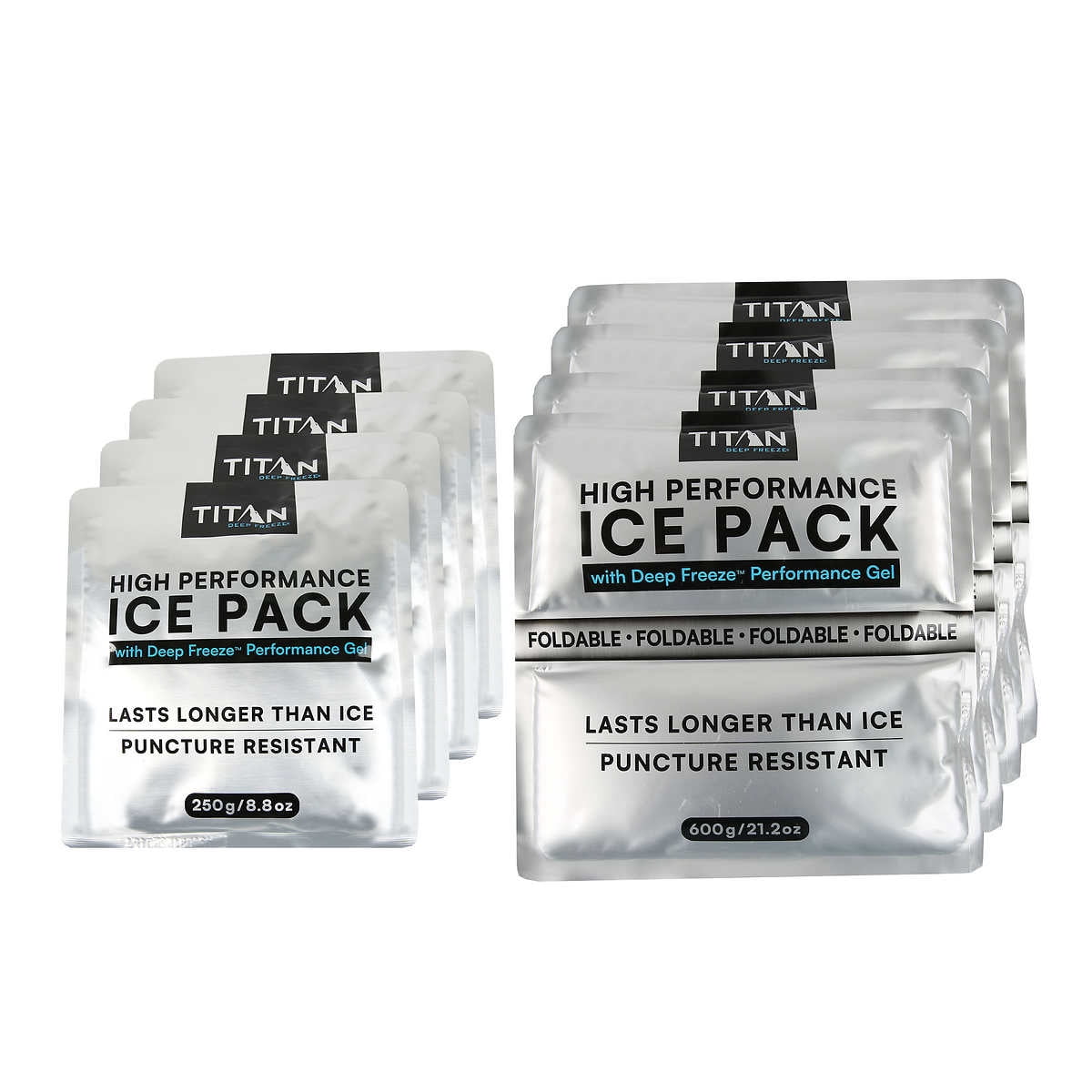 Titan High Performance Ice Pack Set, 8 Pack, Durable and Long