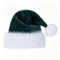 thumbnail image 4 of Plush Fluffy Christmas Santa Hat for Adults Thickened Soft Velvet Unisex Xmas Hat for New Year Holiday Party Wear,One Size,Green, 4 of 5