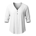 thumbnail image 5 of Men Fall Blouse Mineart Men Long Sleeve Henley Shirts Tops Loose V Neck Cotton Linen Casual Solid Color Shirts Lightweight Everyday Tops for Summer Fall Outdoor, 5 of 5
