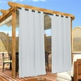 thumbnail image 2 of NICETOWN 2 Panels Outdoor Curtains Waterproof for Patio, W52 x L95, Greyish White, Thermal Insulated Top & Bottom Grommet & Back Tab Light Blocking Outdoor Drapes, Windproof With Bouns Rope, 2 of 8
