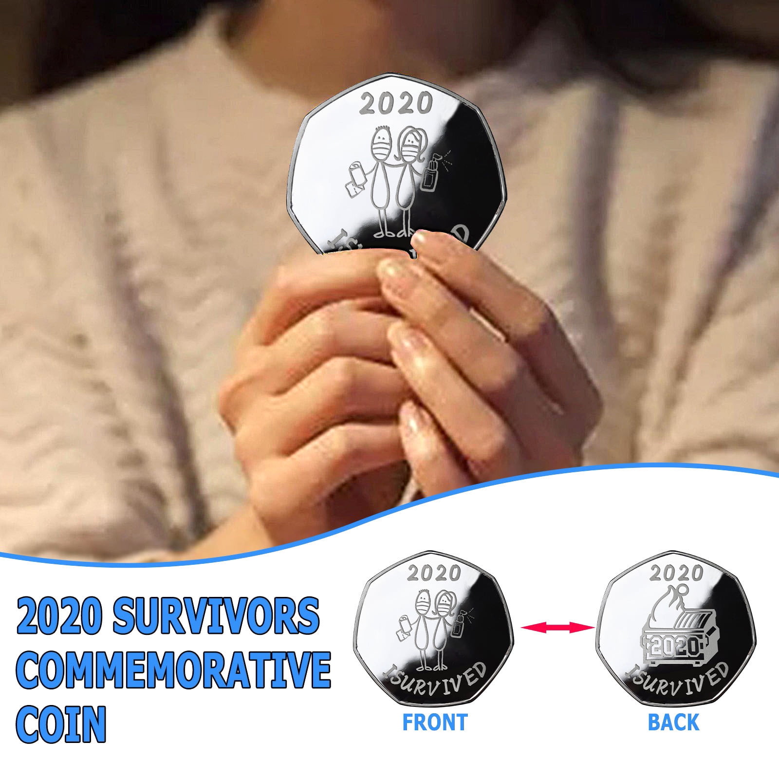 IN STOCK!! "I Survived 2020" Trash Fire Commemorative Silver Plated Coin 
