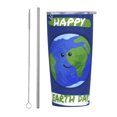 thumbnail image 1 of Taza térmica portátil de acero inoxidable con pajita y aislamiento de 20 oz para el Día de la Tierra, color blanco, 1 of 7