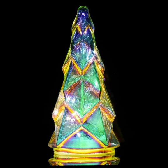 Tabletop Christmas Tree Timer Lighted Silver Glass Xmas Trees Decorations Table Centerpiece Mantel Window Home Decor