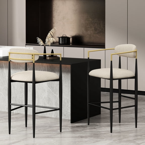 Stylish Modern Barstools / For Outdoor Patios (Covered) / Set of 2 Iron Frame