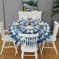 thumbnail image 2 of Blue White Tie Dye Mandala Pattern Round Tablecloth 60"x60",Wrinkle Wipeable Table Cloth for Kitchen Dining Room Picnic Patio Party, 2 of 6