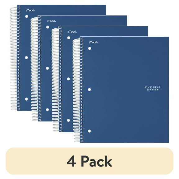 (4 pack) Five Star Spiral Notebook Study App, 5 Subject, College Ruled, 8.5" x 11"