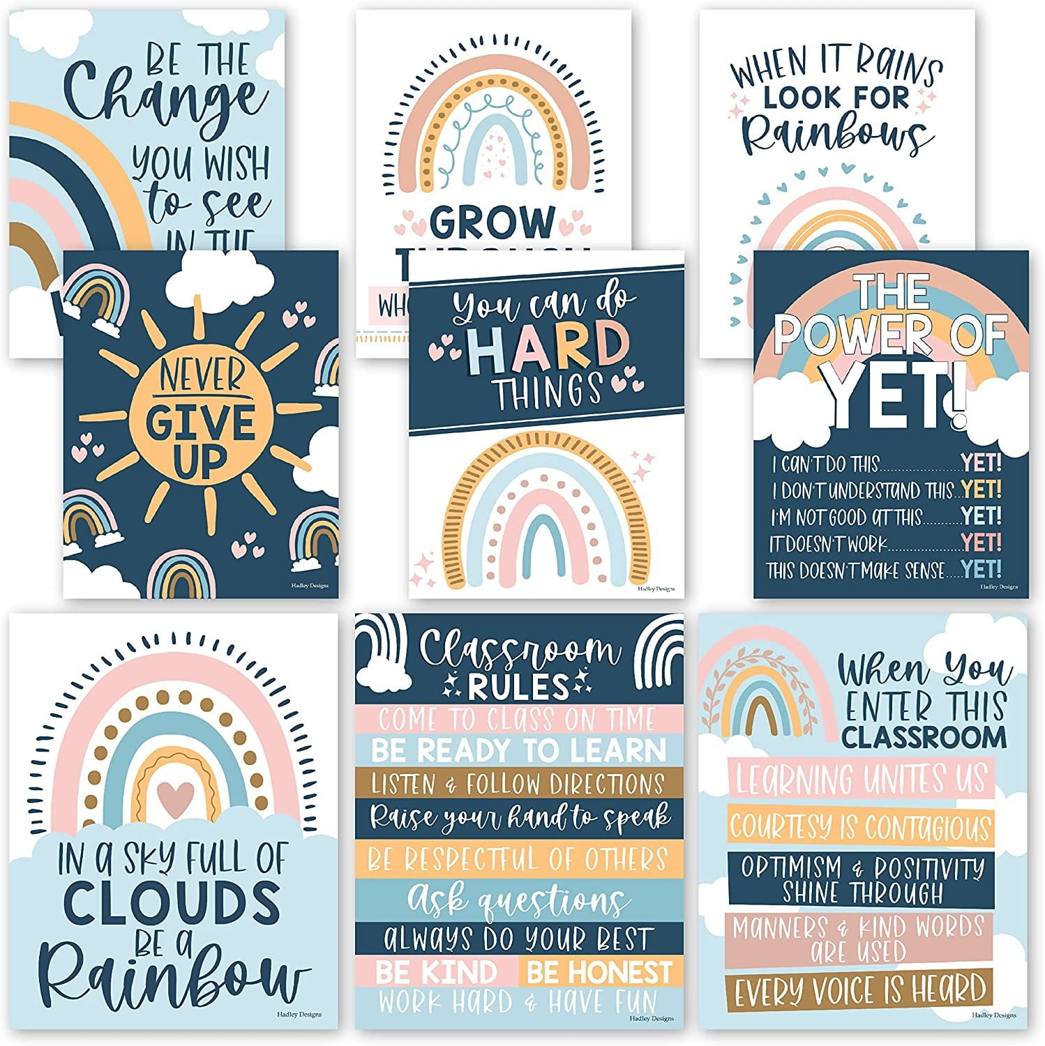 9 Boho Rainbow Classroom Decor Signs Sign For Classroom