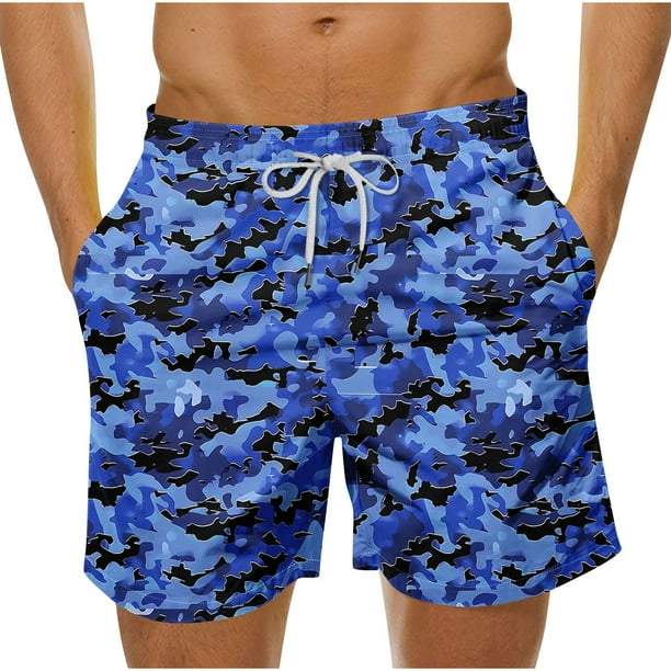 Pantalones Cortos Casuales de Impresión Hawaiana para Hombres Pantalones Cortos de Natación de Playa, Poliéster de Secado Rápido con Forro de Malla