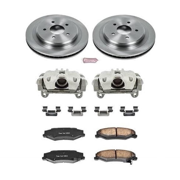 PowerStop Rear Stock Replacement Brake Pad and Rotor Kit with Calipers Fits: CADILLAC CHEVROLET Select Models KCOE1563