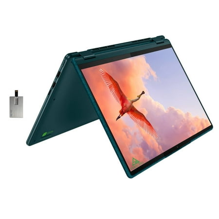 Lenovo 2023 Yoga 6 2-in-1 360deg 13.3" WUXGA Touchscreen Laptop, AMD Ryzen 5 5500U, 8GB RAM, 256GB PCIe SSD, Backlit Keyboard, Fingerprint Reader, Win 11, Dark Teal, 32GB SnowBell USB Card