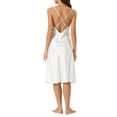 thumbnail image 3 of INSPIRE CHIC Women's Satin Nightdress Sleeveless Backless Slit Silky Midi Nightgown S White, 3 of 6