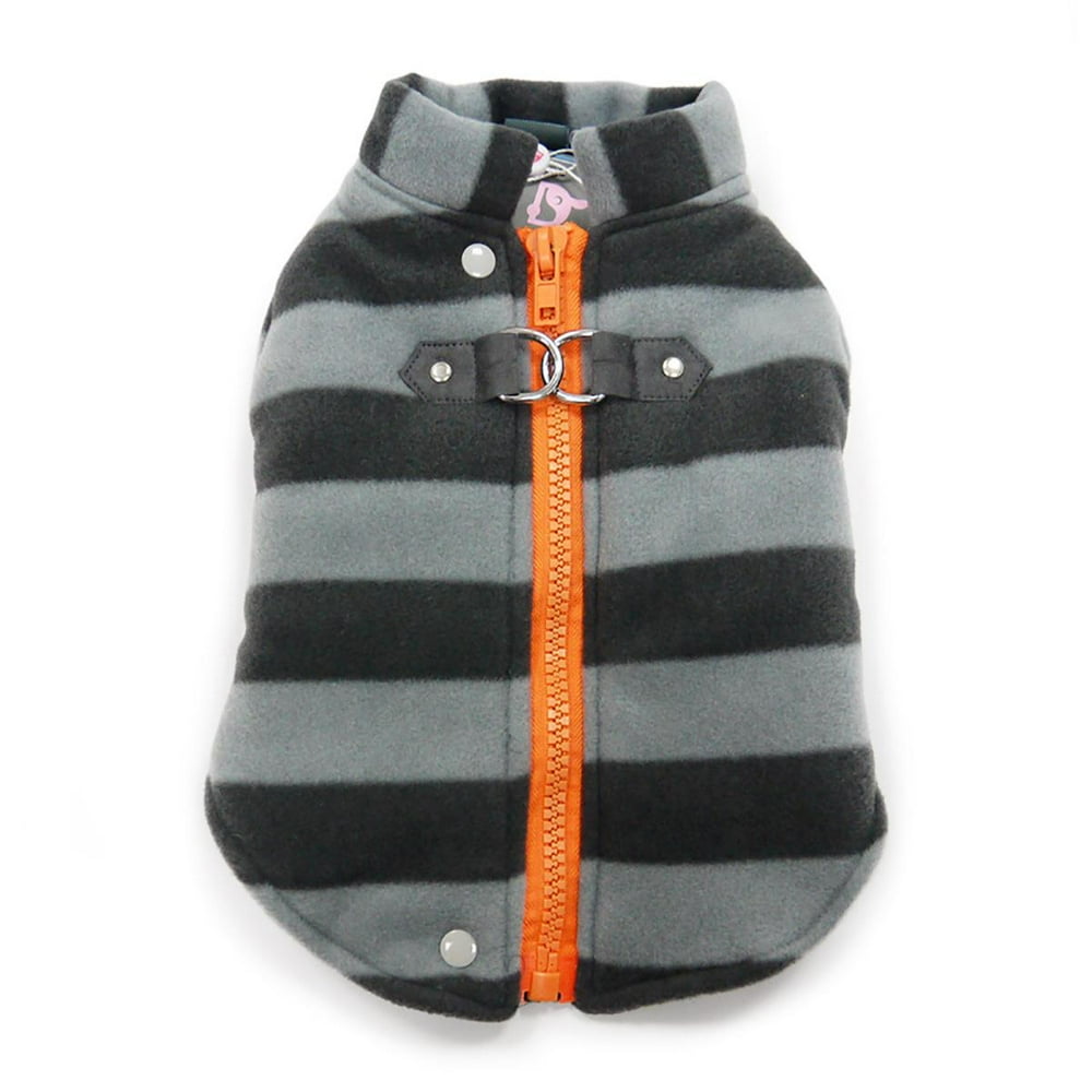 Active Fleece DRing Striped Dog Coat by Dogo Gray Large Walmart