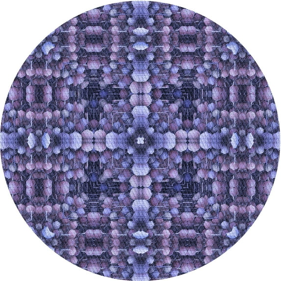 Ahgly Company Machine Washable Indoor Round Transitional Purple Area Rugs, 4' Round