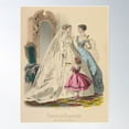 thumbnail image 2 of Victorian Wedding Dress Illustration From A 1866 Paris Fashion Journal Poster Wall Art, Modern Wall Decor For Living Room Bedroom, 16x24 UNFRAMED, 2 of 3