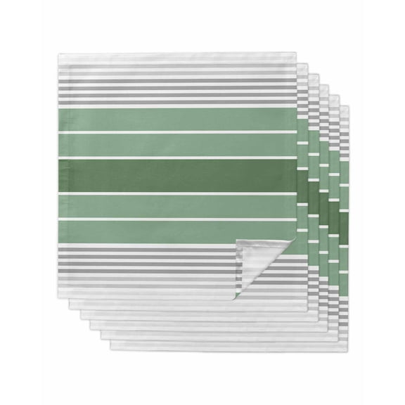 nqOlkjepod Sage Green Stripes Cloth Napkins Set of 6 Reusable Dinner Napkins, Modern Spring Abstract Striped Cocktail Napkin Washable Table Napkins for Wedding/Holiday Party/Baby Shower 20"x20"