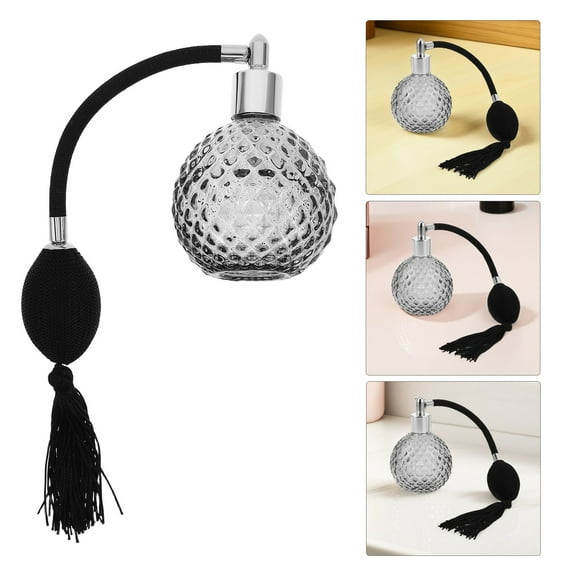 OFFIGAM Vintage Perfume Atomizer Bottle, Grey Sodium Calcium Glass, Elegant Tassel, for Car and Travel