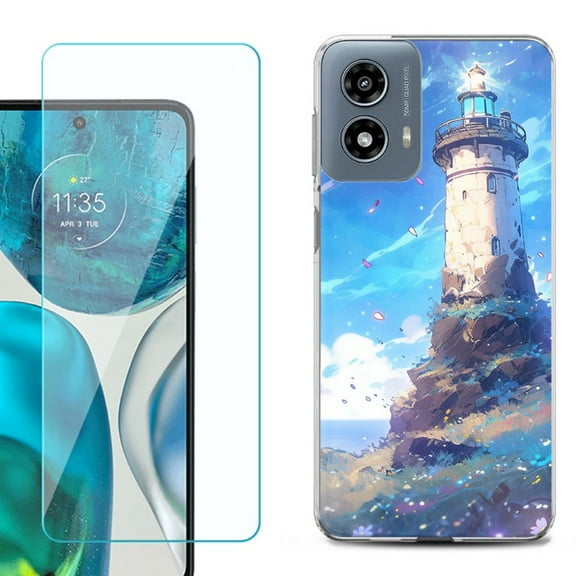 Phone Case for Motorola Moto G 5G 2024, with Tempered Glass Screen Protector, by OneToughShield - Beacon Sky