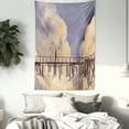 thumbnail image 4 of Art Tapestry, Man Standing on Unsafe Bridge Looking at Clouds Outdoor Depression Loneliness Art Print, Wall Hanging for Bedroom Living Room Dorm Decor, 40W X 60L Inches, Multicolor, by Ambesonne, 4 of 5