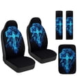 thumbnail image 7 of Xoenoiee Blue Lion Cross Print Car Seat Covers Full Set of 5 for Women Men, Faux Leather Auto Seat Cover Protector with Seat Belt Covers and Center Console Cover, 7 of 7