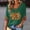 Green, variant on Women's Halloween Floral Pumpkin Print Top V Neck 3/4 Sleeve Soft Lightweight Fall Casual Daily Tee Earthy Yellow XL