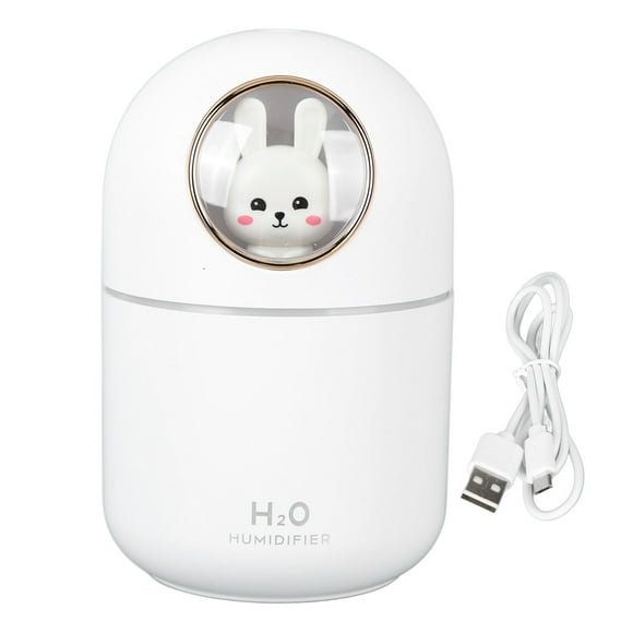 Diffuseur d'huiles essentielles, humidificateur, diffuseur d'arômes, alimentation USB, capacité de 300 ml, arrêt automatique, décoration de la maison pour chambre, bureau, lapin blanc