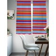 thumbnail image 4 of Rainbow Striped Sheer Curtains 63 Inch Length 2 Panels Set for Living Room/Bedroom, Red Blue Yellow Geometric Abstract Semi Curtain Sheers Drapes Rod Pocket Curtains Window Treatment Set 52''x63''x2, 4 of 7