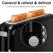 2-Slice Slim Toaster, 6 Shade Settings with Cancel, Reheat & Defrost, 10 Long Slot, Auto Shut off, Removable Crumb Tray, Black