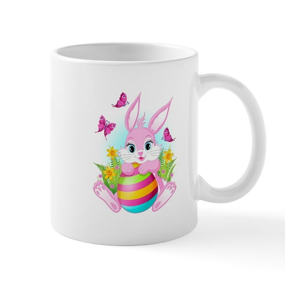CafePress - Pink Easter Bunny Mug - 11 oz Ceramic Mug - Novelty Coffee Tea Cup