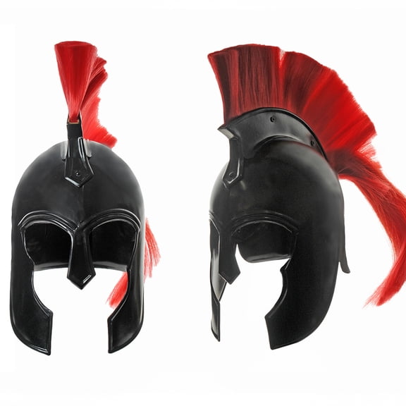 SZCO Trojan Corinthian Helmet – Handmade Black Decorative Helmet with Red Plume, Historical Style Display Collectible