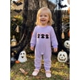 thumbnail image 6 of RUINIXCW Newborn Baby Girl Boy Halloween Outfit Infant Baby Girls Boys Fall Winter Clothes Waffled Striped Romper Pumpkin Ghost Cat Embroidery Long Sleeve Jumpsuit, 6 of 9