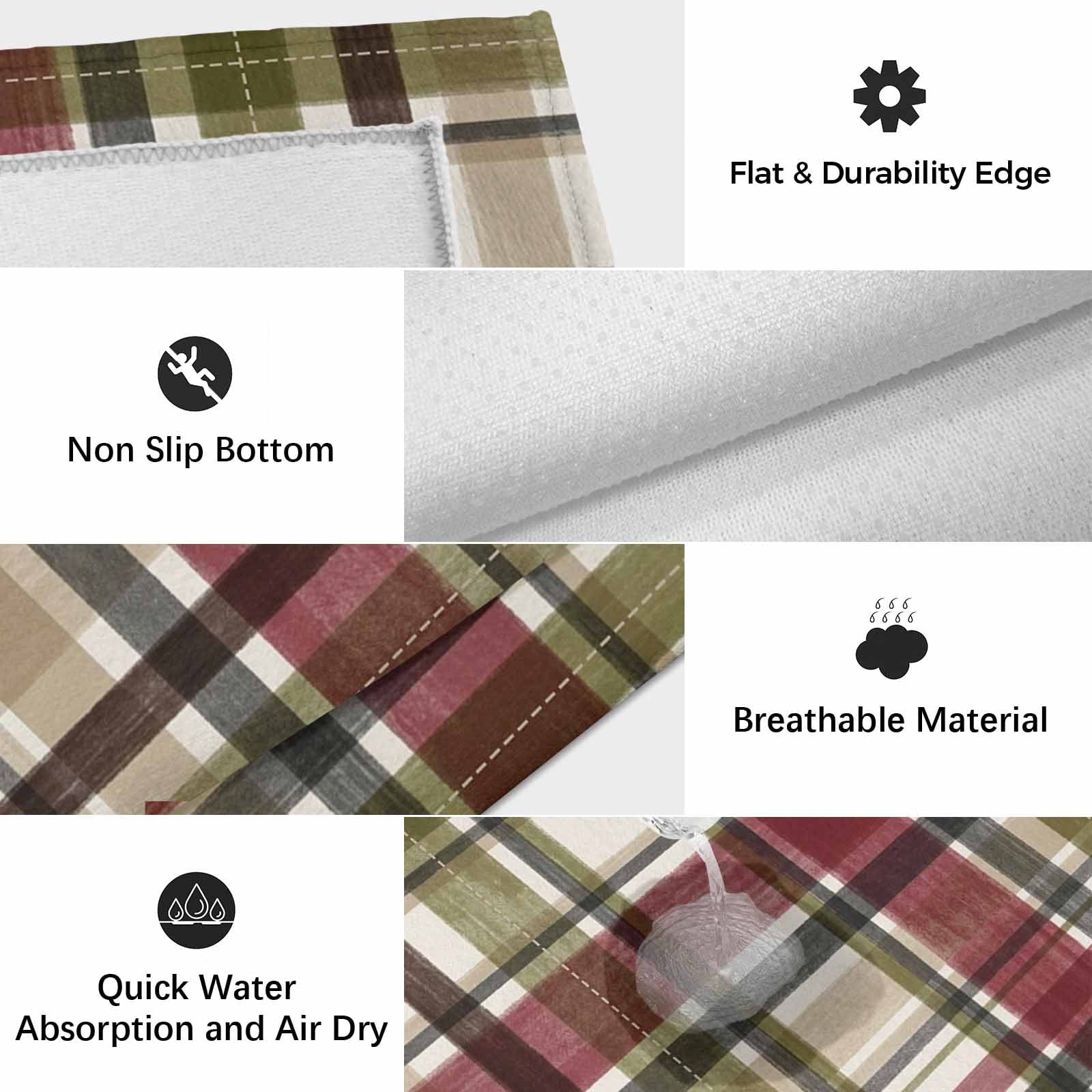 Buffalo Check Outdoor Rug for Patio/Deck/Porch, Non-Slip Large Area Rug 4 x 6 Ft, Red Green Farmhouse Plaid Vintage Autumn Indoor Outdoor Rugs Washable Area Rugs, Reversible Camping Rug Carpet Runner