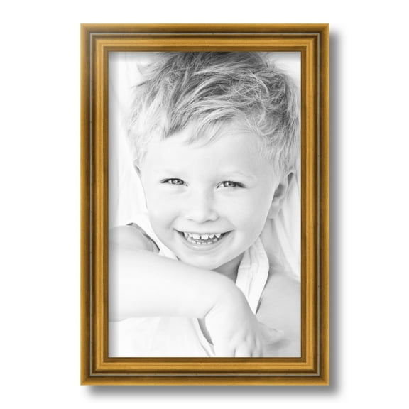ArtToFrames 8.5" x 14" Gold Step Picture Frame, 8.5x14 inch Gold Wood Poster Frame (WOM-4548)