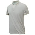 thumbnail image 1 of Fridja Chemises de Plage pour Hommes, Couleur Unie Décontractée, Manches Courtes, Col à Revers, Fermeture Éclair, Séchage Rapide, Performance, Chemises de Golf pour Mise en Forme, Exercice (Kaki, 4TG), 1 of 4