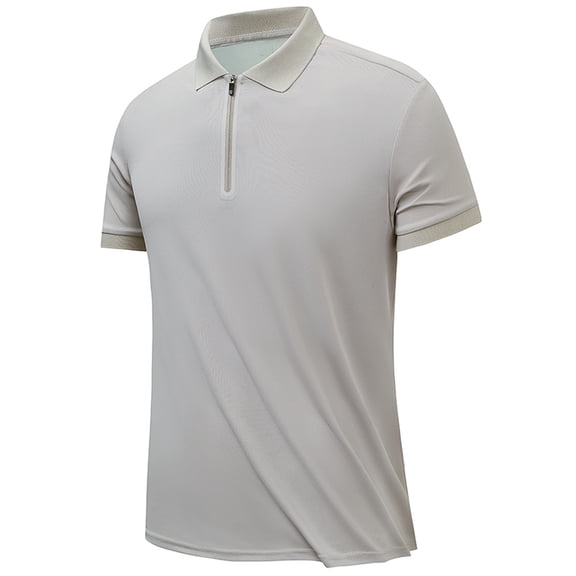 Fnnxeal Mens Quick Dry Performance Polo Shirt Half Zip Moisture Wicking UV Protection Golf Shirt 4-Way Stretch Nylon Spandex Slim Fit Casual Activewear Khaki,Size 2XL