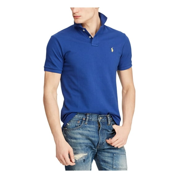 RALPH LAUREN Mens Navy Logo Graphic Slim Fit Polo S