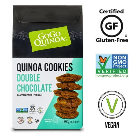 GoGo Quinoa Double Chocolate Chip Cookies, Individually Wrapped Vegan Snack, Non GMO and Gluten Free, Gourmet Treat, 13.96 oz x (Best Gourmet Cookies Delivered)