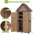 thumbnail image 6 of Aivituvin Outdoor Storage Shed with All Around Strong Metal Frame, Garden Tool Sheds Cabinet with Floor & Adjustable Shelves, Wooden Tool House for Backyard Garden Patio Lawn 67.1" H (Dark Brown), 6 of 8
