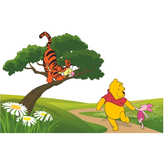 Removable StickerDecal Adhesive Wall Decoration Home Living Room Art Pooh The Bear Tigger & Piglet Wall Decal Design - 22" x 36" Vinyl Kids Bedroom Nursery Children's Animated TV Show Sticker