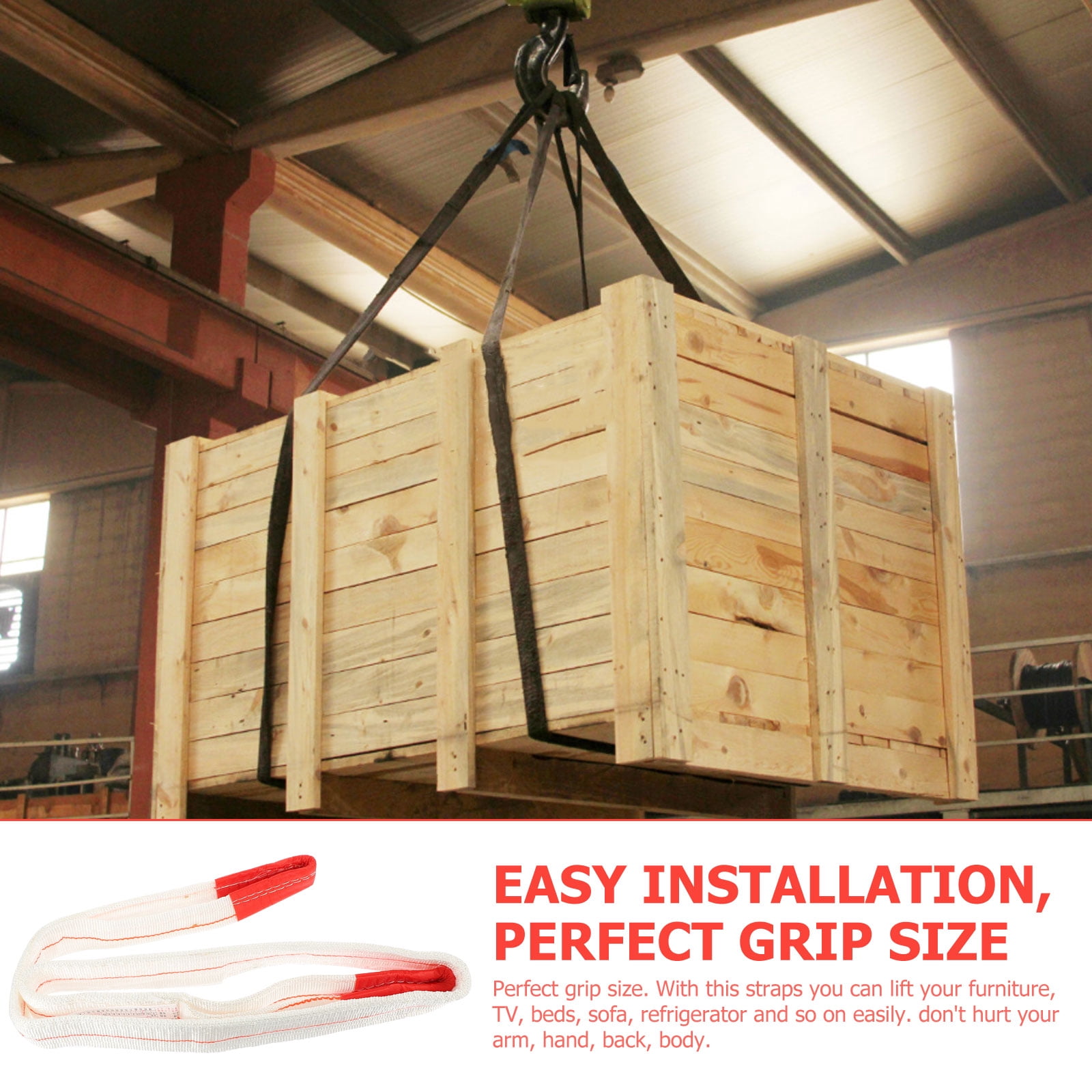 ELAYARD Set of 2 Lightweight Polypropylene Lift Sling Straps for Crane and Heavy Duty Lifting Applications